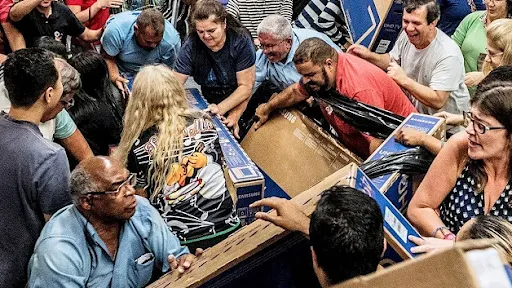 Oude vrouw wordt vertrapt terwijl ze een cadeau voor haar kleinzoon probeert te kopen op Black Friday