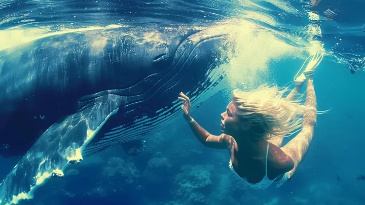 巨大クジラがダイバーを放っておかない - その時、彼女は恐るべき理由に気づく