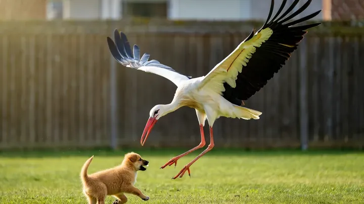 Storch schnappt sich Welpen aus dem Garten – Was die Nachbarn entdecken, wird dich umhauen!