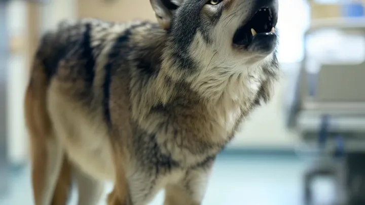 Wolf breekt in bij ziekenhuis - verpleegster in tranen door wat hij in zijn mond draagt