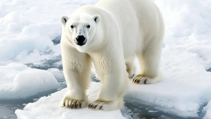 Un oso polar intenta llamar la atención de un barco pesquero. Cuando la tripulación se da cuenta del motivo, bajan un barco de rescate