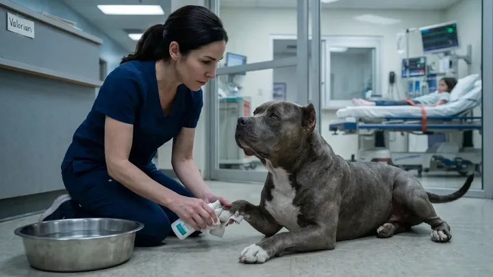 Das Personal erstarrt vor Schreck, als ein Pitbull das Krankenhaus betritt und dabei Folgendes bei sich trägt…