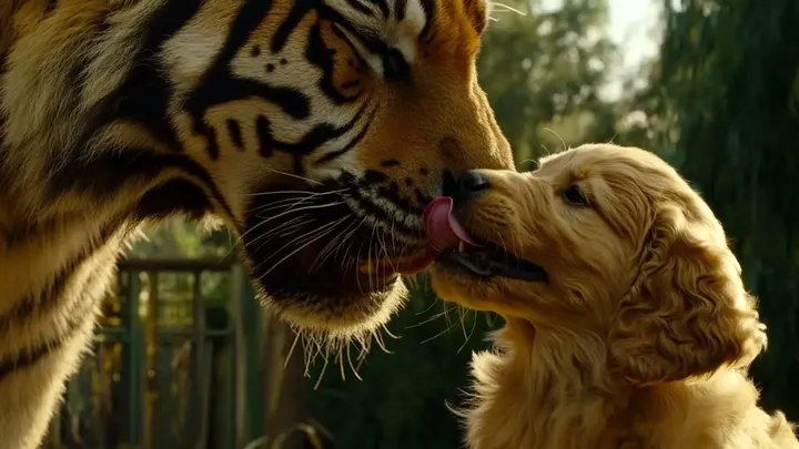 Ein Welpe fällt in ein Tigergehege - Tierpfleger konnten nicht glauben, was sie dann sahen