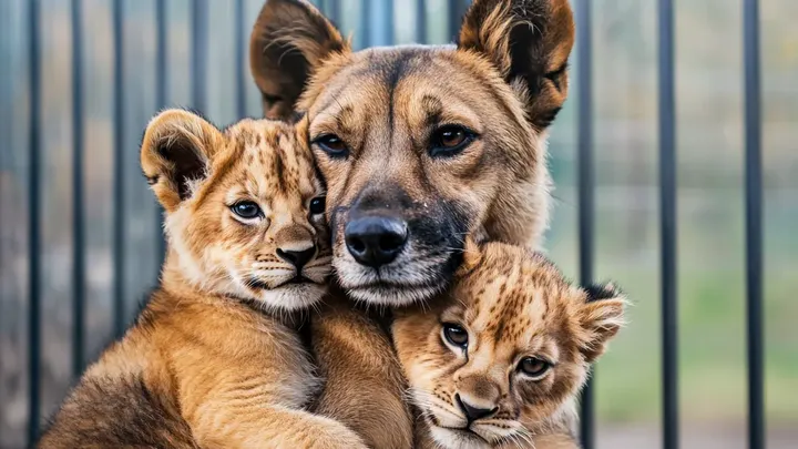 A Dog Raises 3 Lion Cubs—Years Later, Zookeeper Bursts Into Tears When Lion Does The Unexpected