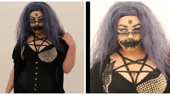 Deze vrouw weigert de deur uit te gaan zonder extreme 'gothic' make-up... Maar moet je eens zien wat er onder die lagen schmink zit!