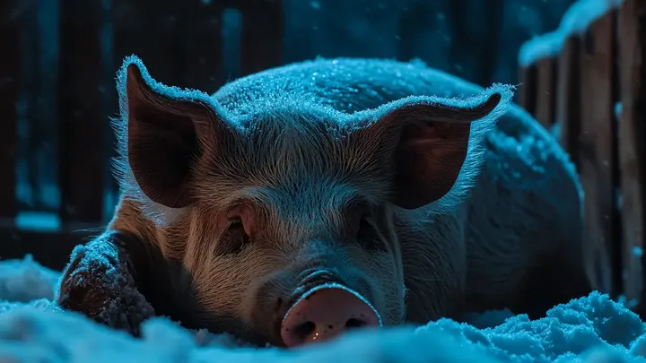 Un hombre encuentra a un cerdo congelándose durante una tormenta de nieve, pero luego descubre que no estaba solo