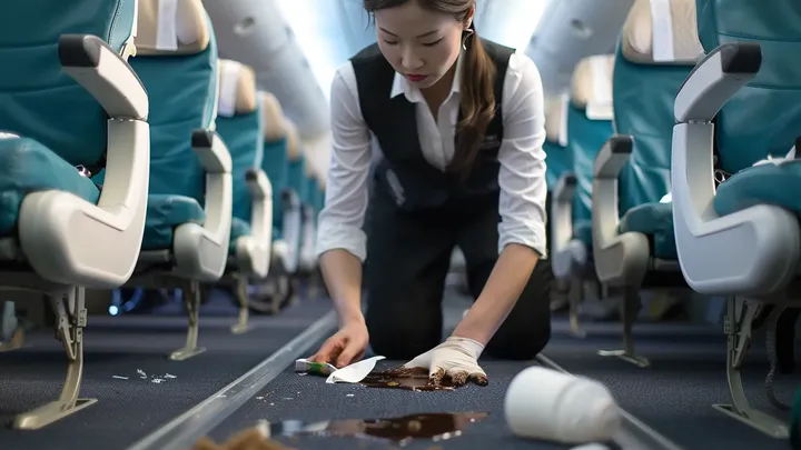 フライトアテンダントが飛行機の中で夫を見た後、奇妙なことを発見する