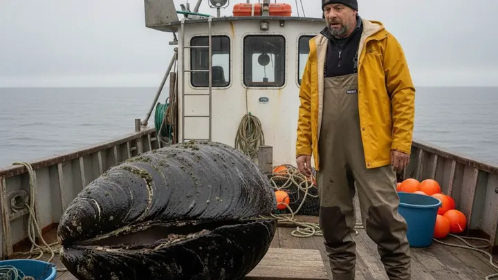 Pescador acha que encontrou um molusco enorme, mas fica pálido quando olha para dentro