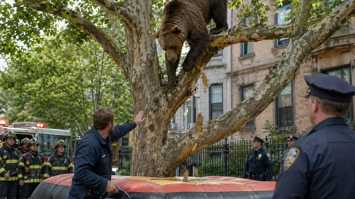 Bär klettert auf Baum in belebter Stadt - Zoowärter sieht das Video und erstarrt