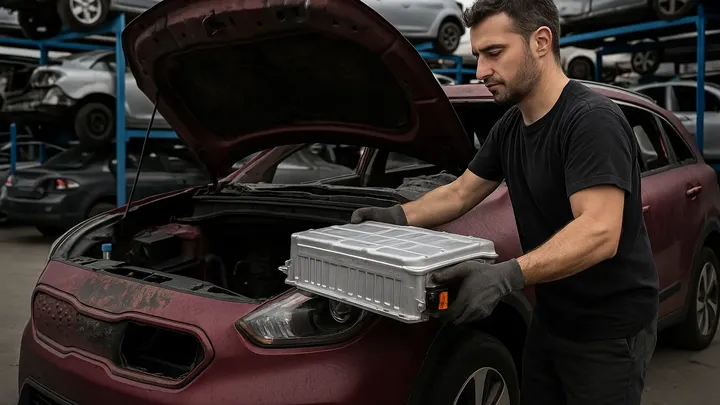 Burnt-Out Electric Car Ends Up in the Junkyard — But Workers Find Something Totally Unexpected