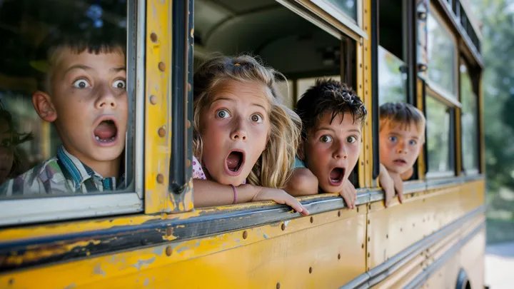 Een jongen ruikt iets vreemds in de schoolbus, kijkt één keer naar de chauffeur en belt 911