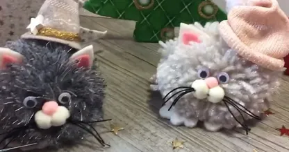 Einfacher und dekorativer Katzen Weihnachtsschmuck zum Selbermachen.