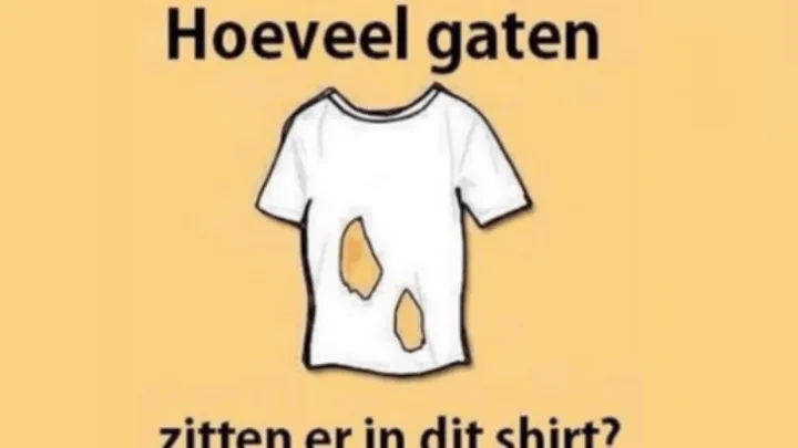 DIT is de oplossing van de 'hoeveel gaten zitten er in dit t-shirt?'-vraag! Had jij het goede antwoord?