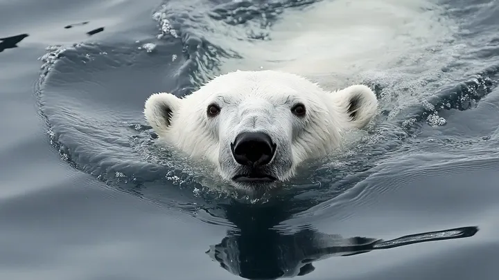 Un oso polar intenta llamar la atención de un barco pesquero. Cuando la tripulación se da cuenta del motivo, bajan un barco de rescate