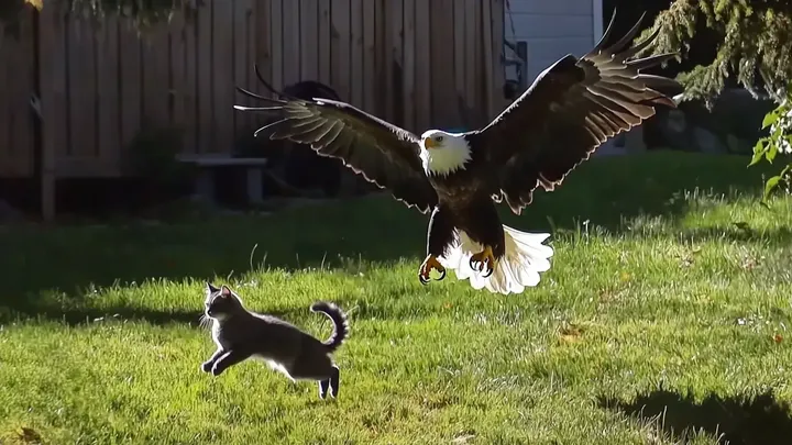 A águia pega o gato do quintal - o que os vizinhos descobrem vai deixar você boquiaberto!