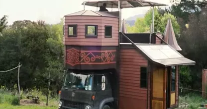 New Zealand couple converts truck into beautiful castle