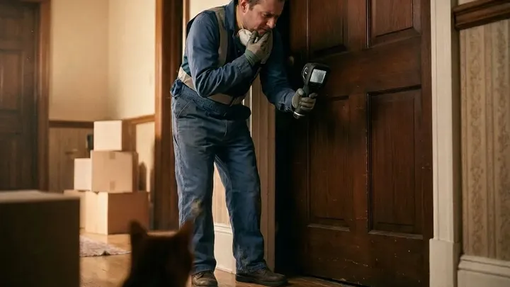 Un gato no dejaba de mirar la puerta del sótano de su nueva casa: pensaron que eran ratones, pero la verdad era peor..