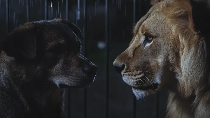 Um cão cria três filhotes de leão - anos depois, o tratador do zoológico começa a chorar quando o leão faz o inesperado