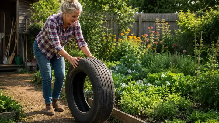 Vous n'allez pas en croire vos yeux : cette femme utilise de vieux pneus pour transformer son jardin en un véritable petit coin de paradis
