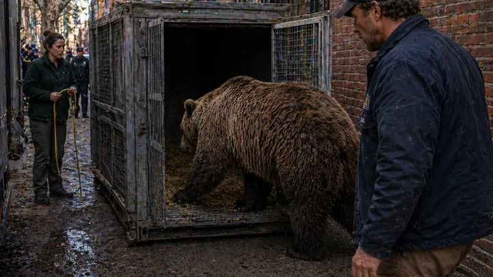 Orso si arrampica su un albero in una città affollata - Il guardiano dello zoo vede il video e si blocca