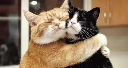Gato sigue abrazando a su amigo antes de ser puesto a dormir - ¡La razón detrás de esto te hará palidecer!