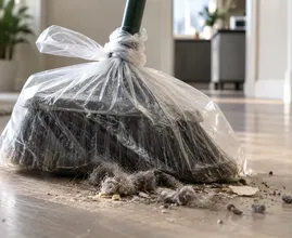 Why salons slide a plastic bag over the broom before sweeping (and it works at home too)