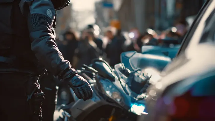 Un motard sans permis spectaculairement stupide roule imprudemment - puis aggrave la situation lorsqu'il aperçoit la police