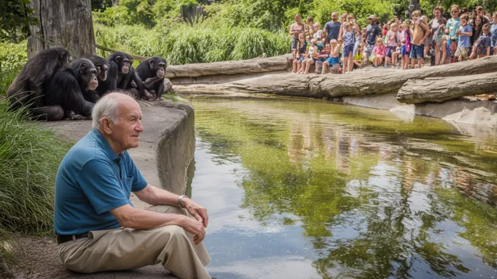 Un abuelo se cuela en el recinto de un chimpancé y lo que ven los cuidadores del zoo es asombroso