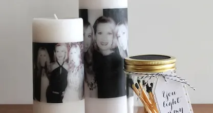 Wow, binnen een paar minuten maak jij deze schitterende kaars met foto-opdruk! Superleuk om als cadeau te geven!