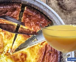 Rezept: Käsekuchen mit Eierlikör.