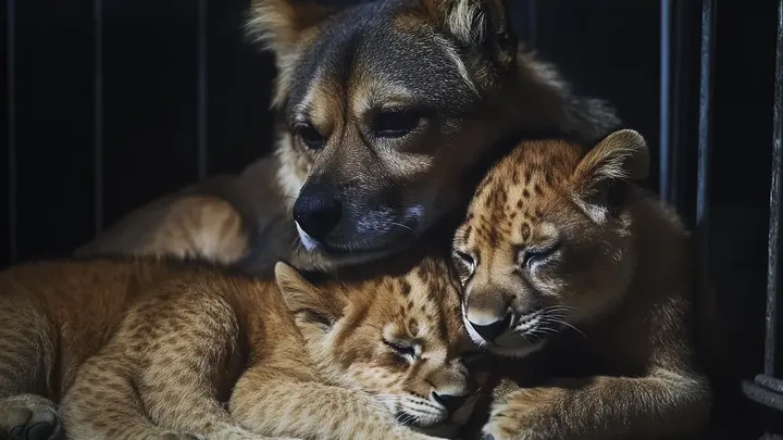 Un perro cría a 3 cachorros de león y, años después, el cuidador del zoo rompe a llorar cuando el león hace lo inesperado