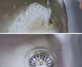 Ohne Schrubben Abfluss reinigen: chemische Reaktion durch Baking Soda und Essig