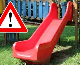 Achtung: lasst eure Kinder bei heißem Wetter nicht auf Rutschen spielen!