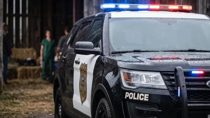 La polizia fa irruzione in un'azienda agricola locale dopo che un veterinario ha fatto una scoperta raccapricciante all'interno di una cavalla gravida
