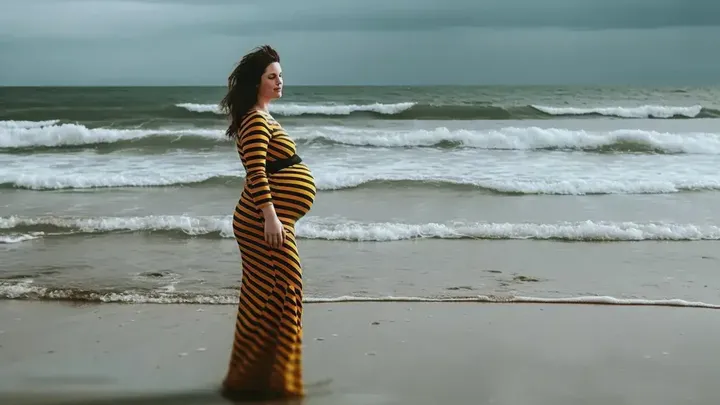 妊娠中の妻を撮影していた男性、背景に驚くべきものを発見