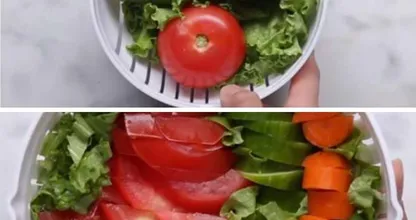 Wie wär's - in 60 Sek. alles gleichzeitig schneiden? Das geht mit diesem Salat Schneider.
