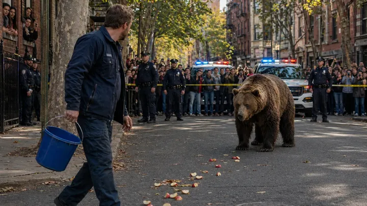Urso sobe em árvore em cidade movimentada - tratador do zoológico vê o vídeo e congela