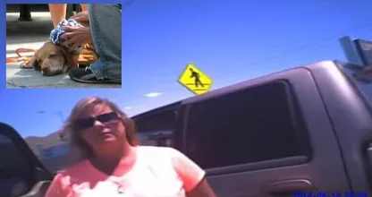 Een koekje van eigen deeg: deze dame wordt opgesloten in haar eigen auto door de politie