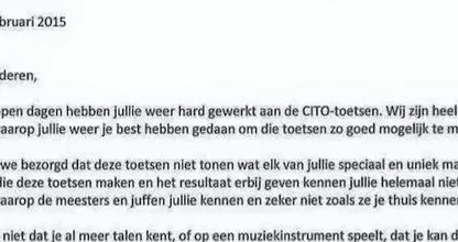 Deze aangetekende brief van een basisschool uit Assen aan hun leerlingen verwoord precies wat je kinderen wilt bijbrengen