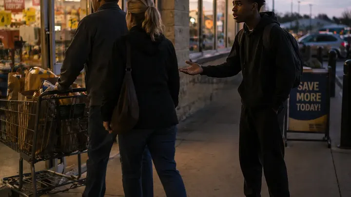 Teen Offers To Carry Groceries For Food, But Once He Heads Inside His World Starts Spiraling