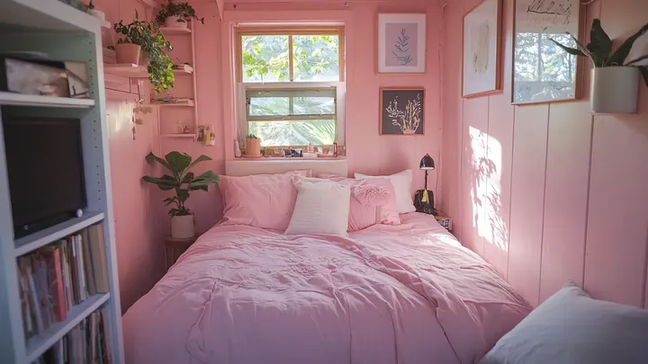 Woman Transforms Garden Shed into a Charming Pink Home