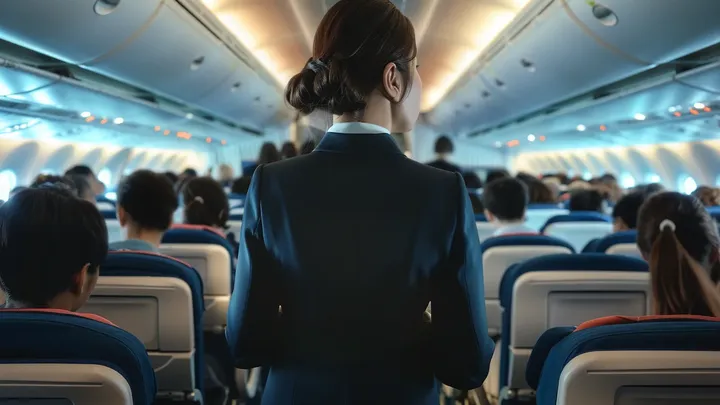 フライトアテンダントが飛行機の中で夫を見た後、奇妙なことを発見する