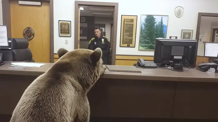 熊が警察署に侵入 - 熊が残したものは警官を唖然とさせた！