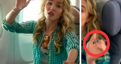 Una joven sigue haciendo señales con las manos en un avión; cuando la azafata se da cuenta del motivo, alerta a las autoridades