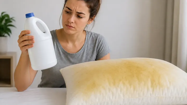 Este sencillo truco elimina rápidamente las manchas amarillas de sudor de las almohadas