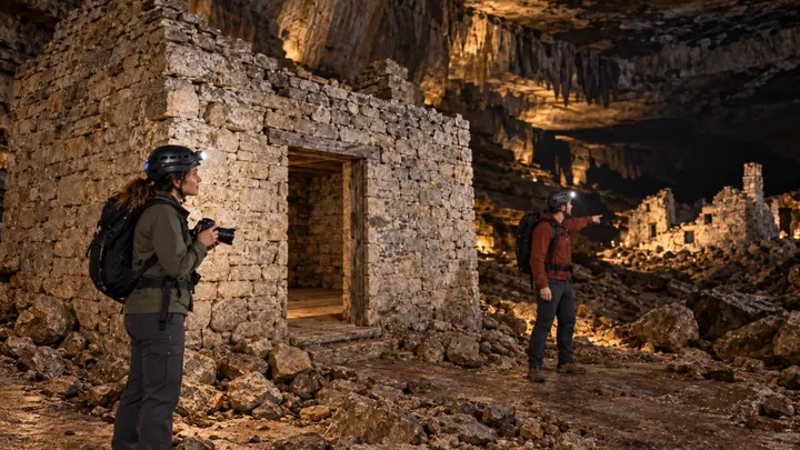 Höhlenforscher entdecken tief im Inneren einer Höhle ein Haus – dann hören sie etwas darin