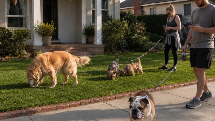 Cet homme en a assez que les chiens de ses voisins souillent son jardin - il fait cela pour leur donner une leçon