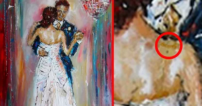 Vrouw verwijdert verf van een schilderij en onthult het 50 jaar oude geheim van haar man