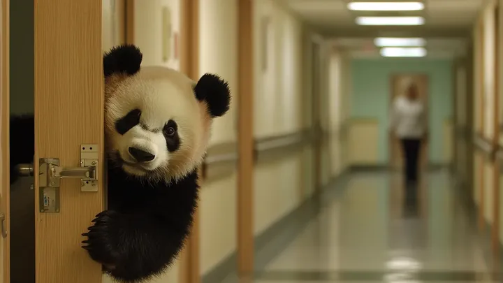 Panda Bear Breaks Into Hospital - Nurse Brought to Tears by What It Carries in Its Mouth