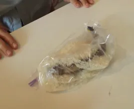 Er legt eine braune Banane in eine Tüte mit Wasser und Reis. Schaue dir selbst an was passiert - super praktisch